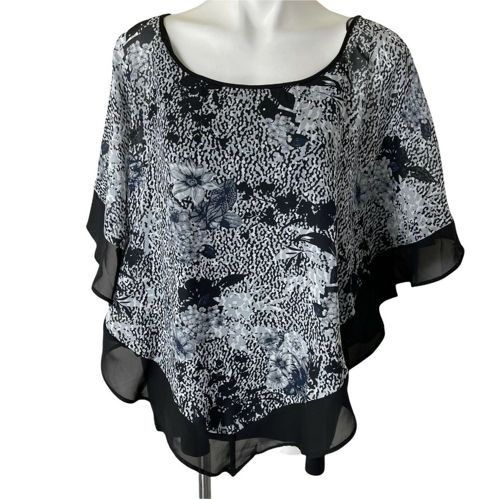 NOTATIONS BLOUSE SIZE 3X BLACK MULTI EMBELLISHED WOMEN BLOUSE. EXCELLENT COND